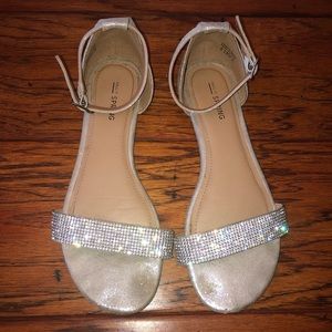 Silver Rhinestoned Flats